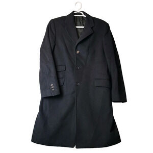 Vintage Mirko Valli Wool Cashmere Black LS Button Up Chesterfield Coat Men's 52